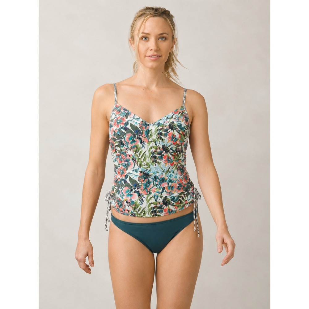 Prana NWT 4B2  Moorea Tankini‎ Top Green Bali Floral Tropical Swimwear Womens M